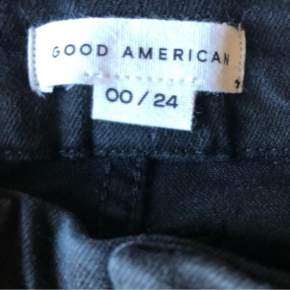Good American Good Legs Skinny Step Fray Hem Jeans Black Size 24 - Picture 3 of 15